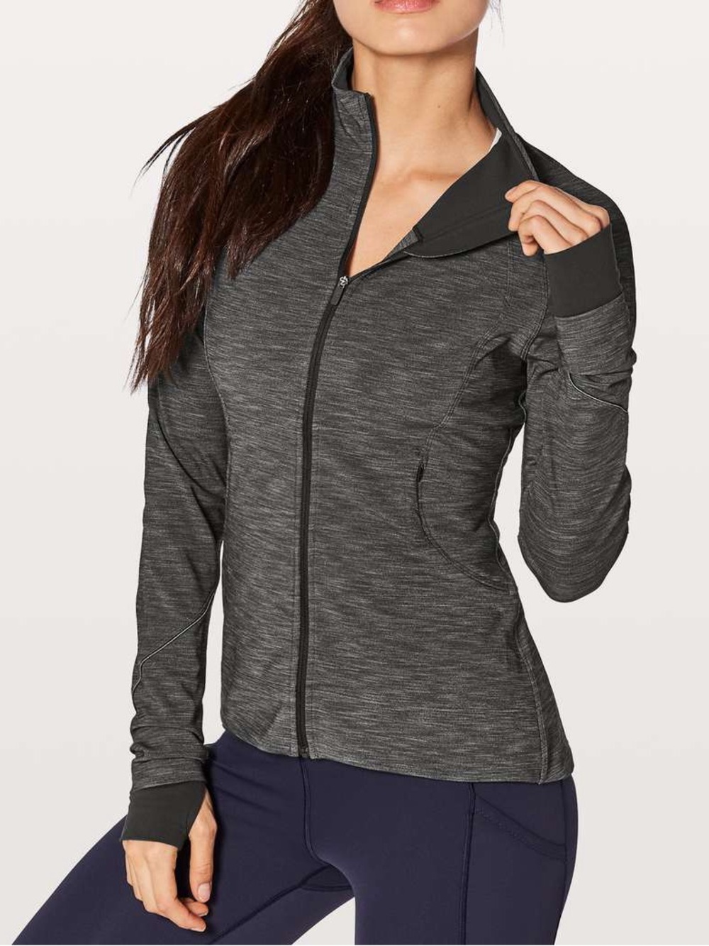 Lululemon Gait Keeper Jacket Full Zip Long Sleeves Heathered Black 6 W4AKFS